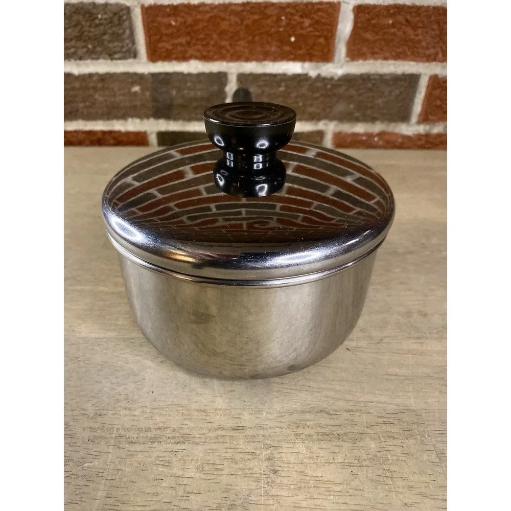 VTG Revere Ware 1 QT Stainless Steel Disc Bottom Sauce Pan W/Lid Tri-Ply Bottom